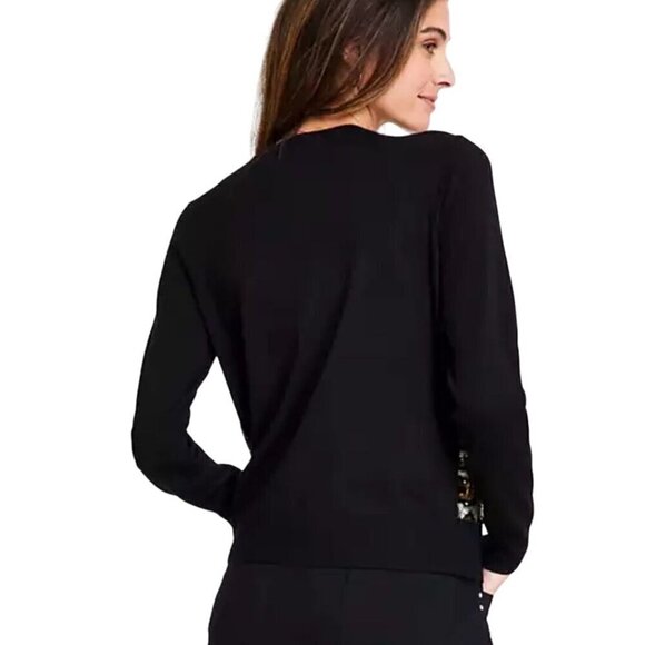 JM Collection Leopard Sequin Party Cardigan Sweater Rayon Blend Size PL - Picture 4 of 9